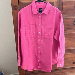 GAP Vibrant Pink Long Sleeve Shirt Blouse NWT